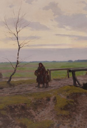 Józef Rapacki (1871 Warszawa - 1929 Olszanka k. Skierniewic), Pejzaż z mostkiem nad rzeką (