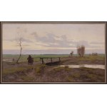 Józef Rapacki (1871 Warschau - 1929 Olszanka bei Skierniewic), Landschaft mit einer Brücke über einen Fluss (March), 1920