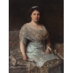 Bolesław Jan Czedekowski (1885 Wojniłów - 1969 Wiedeń), Portret damy w błękitnej sukni , 1911