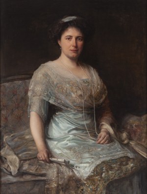 Bolesław Jan Czedekowski (1885 Wojniłów - 1969 Wiedeń), Portret damy w błękitnej sukni , 1911