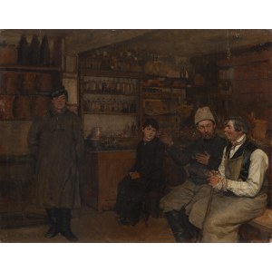 Antoni Piotrowski (1853 Nietulisko Duże bei Kunów - 1924 Warschau), W szynku (Das Innere eines Gasthauses bei Raszyn), ca. 1874