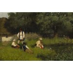 Aleksander Mroczkowski (1850 Kraków - 1927 Stubno near Przemyśl), By the Pond, 1877