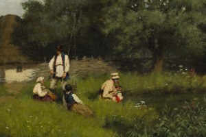 Aleksander Mroczkowski (1850 Kraków - 1927 Stubno k. Przemyśla), Nad stawem, 1877