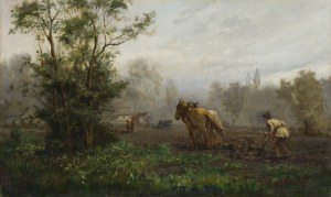Aleksander Mroczkowski (1850 Kraków - 1927 Stubno k. Przemyśla), Orka, 1880