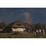 Antoni Kozakiewicz (1841 Kraków - 1929 Kraków), Krajobraz wiejski z gwiaździstym niebem (Łuna)