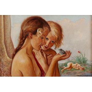 Wlastimil Hofman (1881 Prag - 1970 Szklarska Poręba), Kinder mit einem Spatz