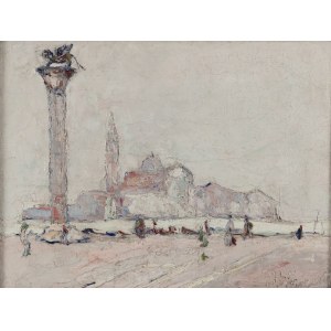 Włodzimierz Terlikowski (1873, Poraj, vicino a Łódź – 1951, Parigi), Veduta della basilica di San Giorgio Maggiore dalla piazza di San Marco a Venezia, 1925