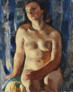 Wojciech Weiss (1875 Leorda, Rumunia - 1950 Kraków), Akt złoto-błękitny, około 1935