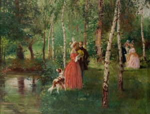 Leonard Winterowski (1886 Czerniowce - 1927 Warszawa), Elegancka para w parku, 1918