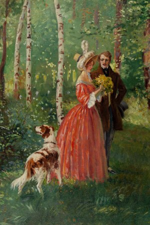 Leonard Winterowski (1886 Czerniowce - 1927 Warszawa), Elegancka para w parku, 1918
