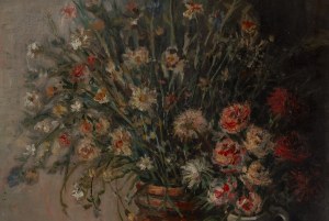 Marc Sterling (1898 Rosja - 1976 Paryż), Martwa natura z kwiatami w wazonie i owocami