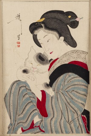 Tsukioka Yoshitoshi (1839 - 1892 ), Dama z kotem, 1890