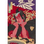 Morikawa Chikashige, Geisha e samurai dall'opera kabuki Kinkanban Tateshi no Hondana, 1880