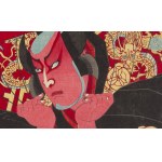 Morikawa Chikashige, Geisha e samurai dall'opera kabuki Kinkanban Tateshi no Hondana, 1880