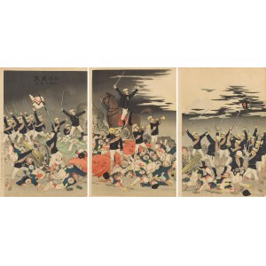 Kunichika Toyohara (1835 - 1900 ), Hurrah for Japan! Song of Victory in Pyongyang, 1895