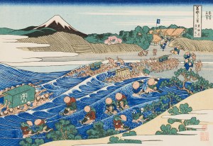 Hokusai Katsushika (1760 - 1849 ), Góra Fudżi widziana z Kanaya na drodze Tokaido z cyklu 