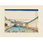 Hokusai Katsushika (1760 - 1849 ), Góra Fudżi i most Nihombashi w Edo z cyklu Trzydzieści sześć widoków góry Fudżi