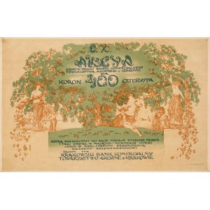 Jozef Mehoffer (1869-1946) Project Akcyi Krakowskie Bank Komercyalny Towarzystwa Akcyjna w Krakowie - 400 Koron.