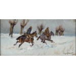 Jerzy Kossak (1886-1955), "Polish uhlans in pursuit".