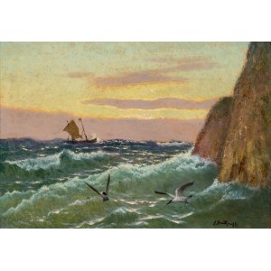 Roman Bratkowski (1869 - 1954), Waves off the coast of Capri.