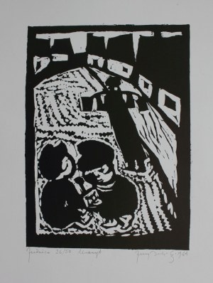 Jerzy Duda-Gracz, Bawiące się dzieci z cyklu „Judaica”(1964, odbitka późniejsza)