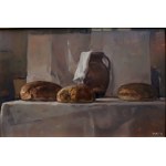 Jozef Panfil, Still life with loaves and a jug