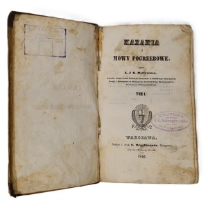 J.K. Mętlewicz—Sermons and Funeral Orations, Volume I, Warsaw 1846