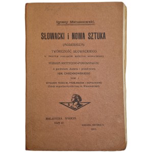 MATUSZEWSKI Ignacy – SLOVENČINA A NOVÉ UMENIE (MODERNIZMUS), zväzok I, vyd. 1911