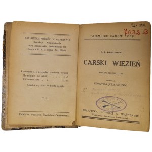 DANIELEWSKI, G. P. — THE TSAR'S PRISONER. A historical novel, Warsaw [no year]