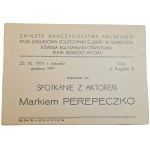 MAREK PEREPECZKO - autograph on an invitation from 1971