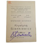 KRYSTYNA SIENKIEWICZ - autograph on an invitation from 1971