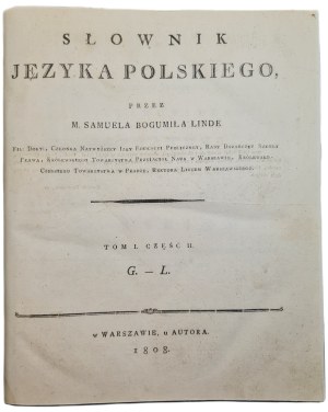 Linde Samuel Bogumił - Słownik języka polskiego [t. I-V, 1807-1812] [wydanie pierwsze] [piękna oprawa gabinetowa]
