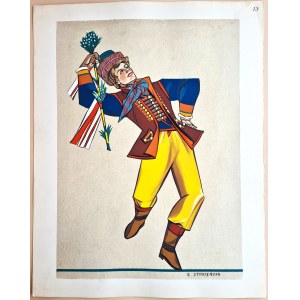 Stryjeńska Zofia (1891 Kraków - 1976 Genewa), Chłop ze Śląska, plansza XIII z teki Polish Peasants' Costumes, 1939 r.