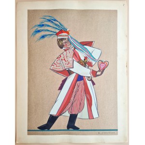 Zofia Stryjeńska (1891, Kraków – 1976, Geneva), Peasant from the Kraków Region, Plate I from the portfolio Polish Peasants' Costumes, 1939