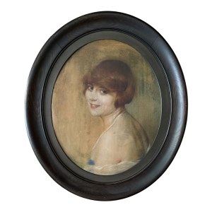 Carl Horn (1874-1959), Portret młodej kobiety, olej na płycie, lata 20. XX w.
