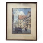 Unknown artist, Street in the Old Town, watercolor, 20th century