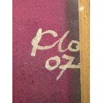 Podpísané monogramom „Plo“, surrealistická kompozícia, kombinovaná technika na papieri, 2007