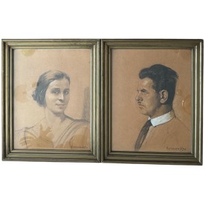 Korzeniewski, Portraits of a Married Couple, pastel, first half of the 20th century
