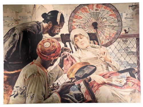 Julian Fałat (1853-1929), „Na statku”, Chromolitografia barwna, 1886/1887