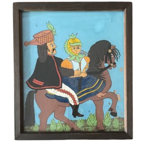Cepelia, *A Horseman and a Lady on Horseback*, painting on glass, 1975
