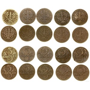 Polska, zestaw: 10 x 5 groszy, 1923-1939, Warszawa