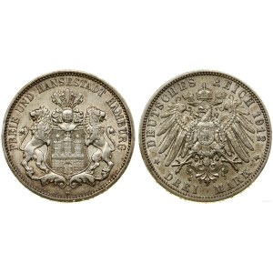 Germany, 3 marks, 1912 J, Hamburg