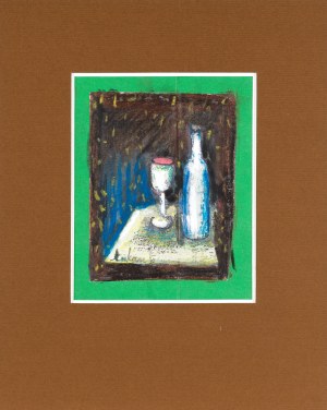 Eugeniusz TUKAN-WOLSKI (1928-2014), Martwa natura z flaszką i kieliszkiem