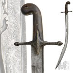 18th/19th c./Ottoman Empire/Turkey: Pala Saber/Janches/Damast - Damascus Steel