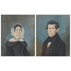 Para portretów w stylu biedermeier
