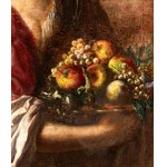 Tiziano Vecellio (seguace di) (Pieve di Cadore 1488-1490 - Venezia 1576), Female Figure with a basket of fruit and a page in attendance