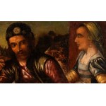 Artista fiammingo, fine XVI - inizio XVII secolo, Market scene with sellers of poultry, eggs, and bread