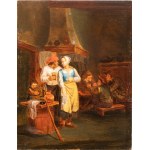 Gillis van Tilborgh (attribuito a) (Bruxelles 1625 - Bruxelles 1678), a) Tavern Interior with Hostess and Patrons; b) Tavern Interior with Musicians. A pair of paintings