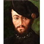 Giulio Campi (attribuito a) (Cremona 1502 - 1572), Portrait of a gentleman blck dressed with a cap