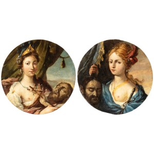 Felicita Sartori (attribuito a) (Pordenone 1713 - Sacile 1782), a) Judith with the Head of Holofernes; b) Herodias with the Head of Saint John the Baptist. Pair of paintings
